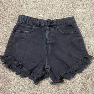 wild fable Black High-Rise Frayed Hem Denim Shorts